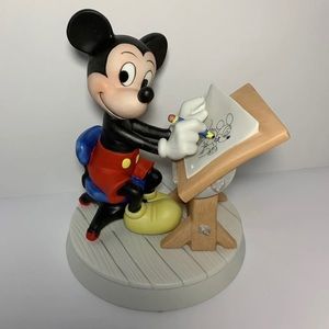 Rare Vintage 7” Mickey Mouse Sketch Artist Disney Figurine Drawing Self Portrait